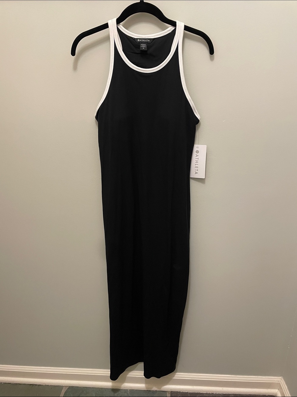 Athleta Black Maxi Tank Dress with White Trim